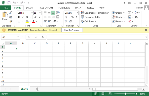 فایل Excel ویروسی